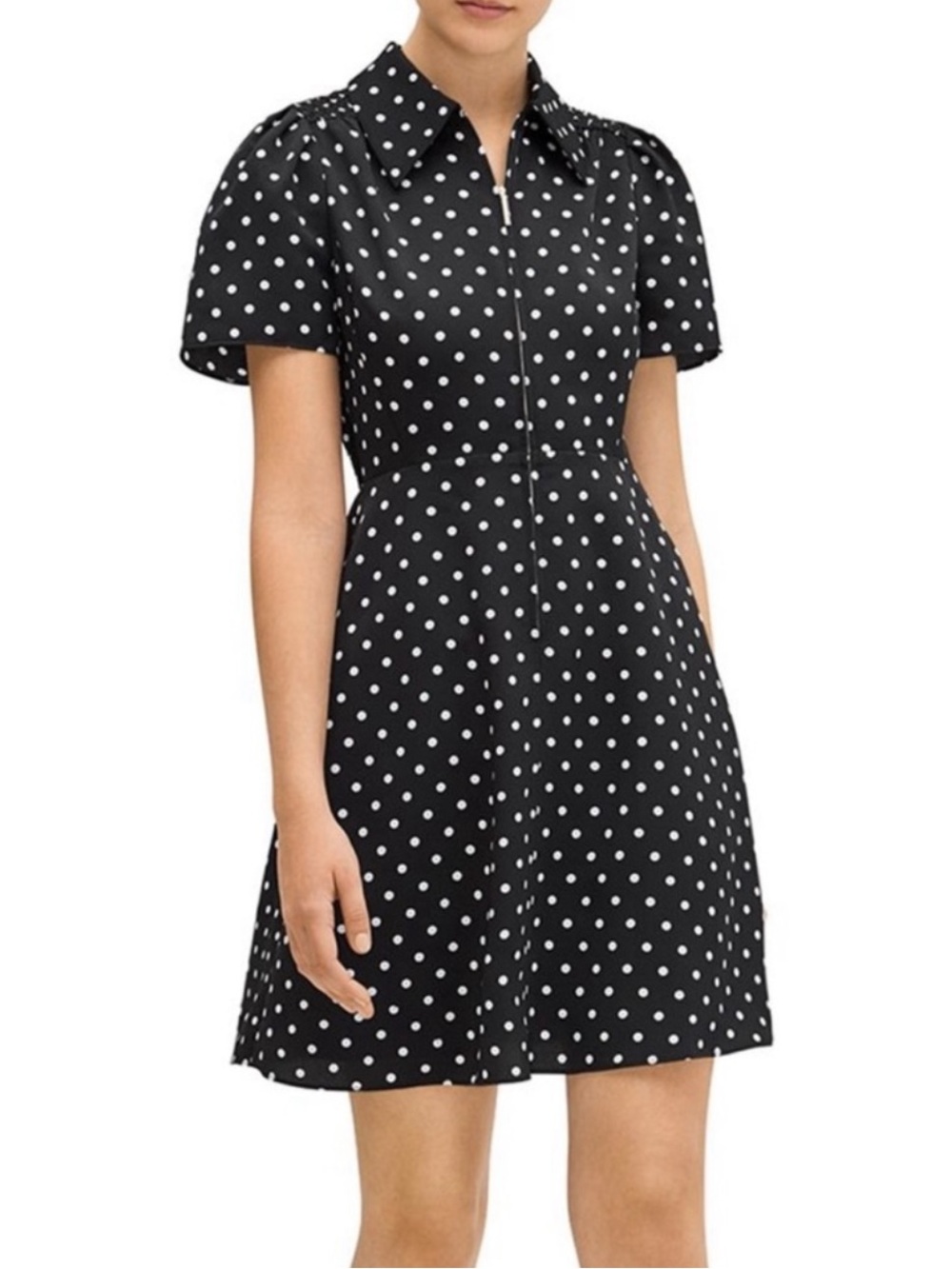 kate spade new york Polka Dot Black White Smocked Cabana Dress